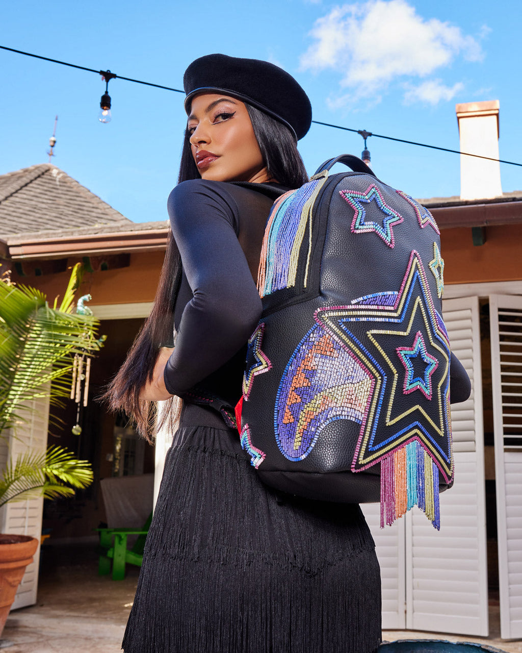 STAR RACER A.I.7 SANDFLOWER COLLAB BEADED BACKPACK